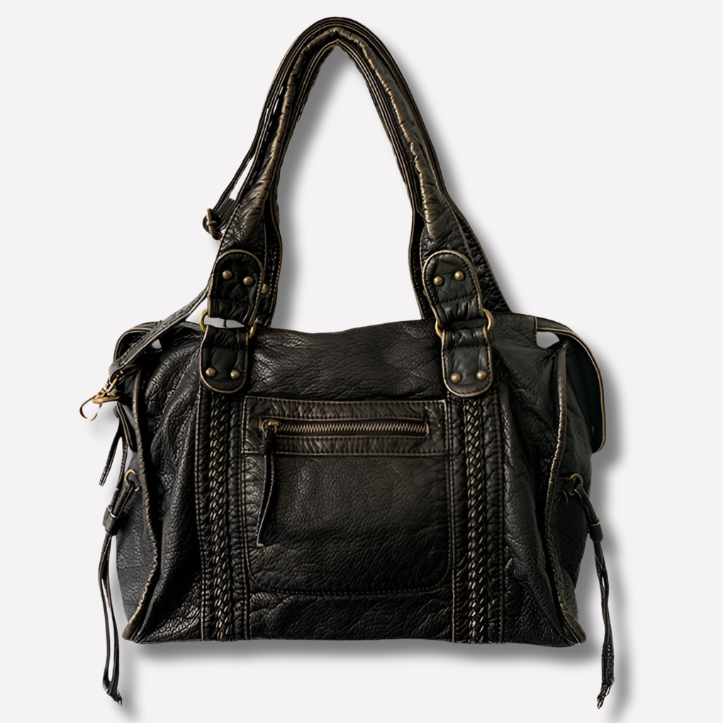 Praktische zwarte crossbodytas voor dames, duurzaam veganistisch leer, perfect voor dagelijks gebruik.