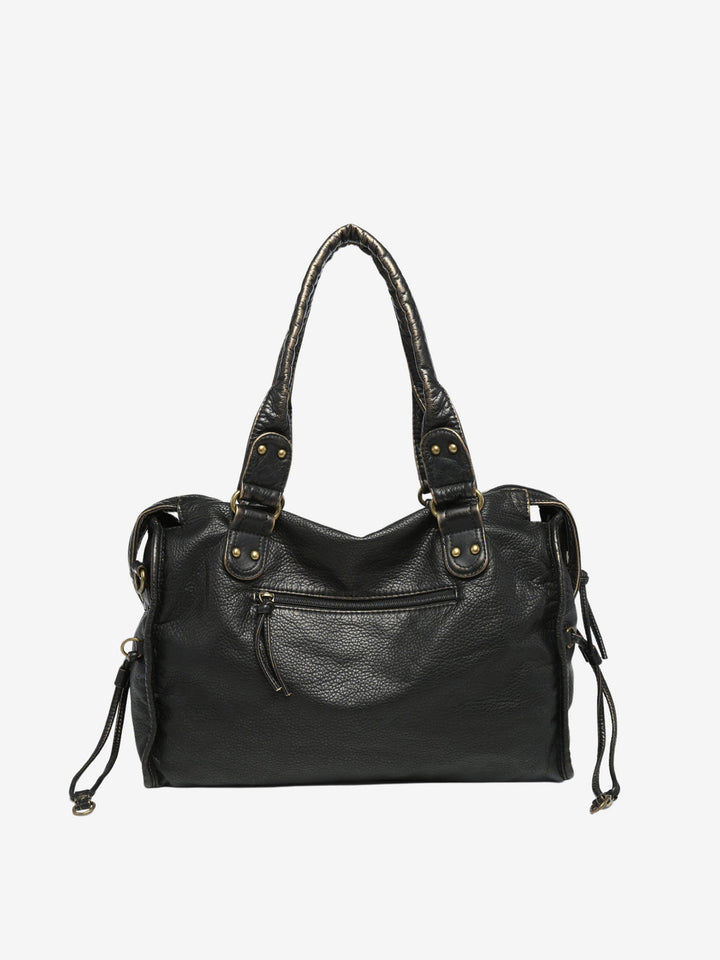 Duurzame zwarte schoudertas voor dames, praktisch en elegant, perfect voor dagelijks gebruik en als accessoire.
