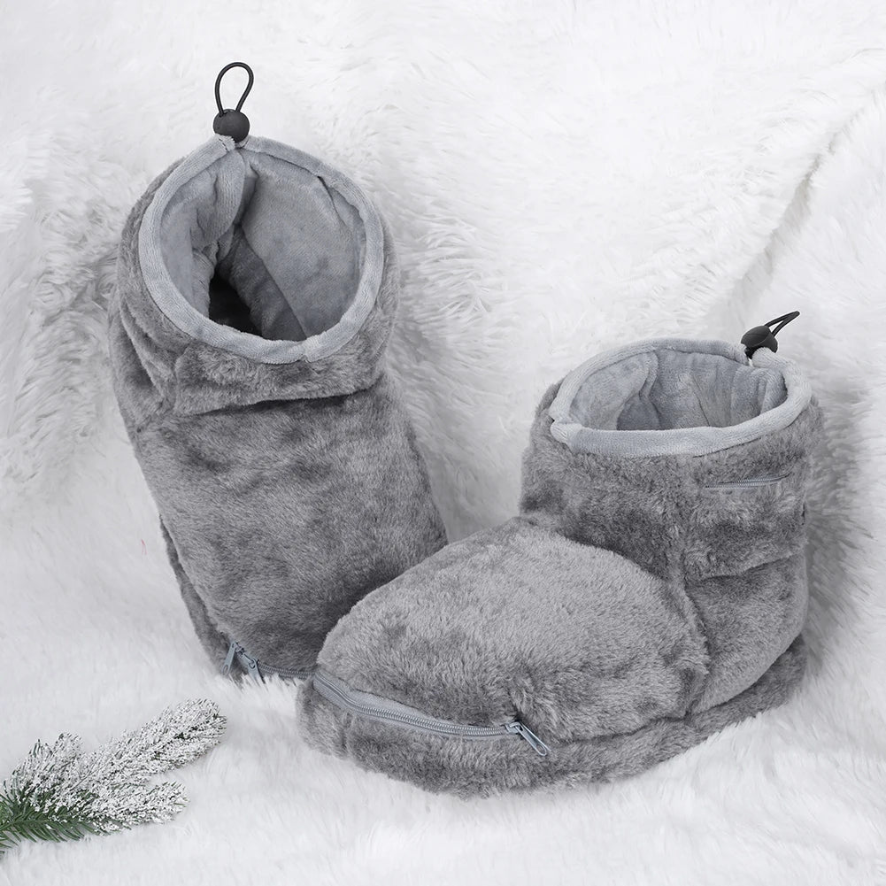 Zachte pluche elektrische pantoffels WarmFeet voor binnen. USB verwarmd voor heerlijk warme winteravonden.