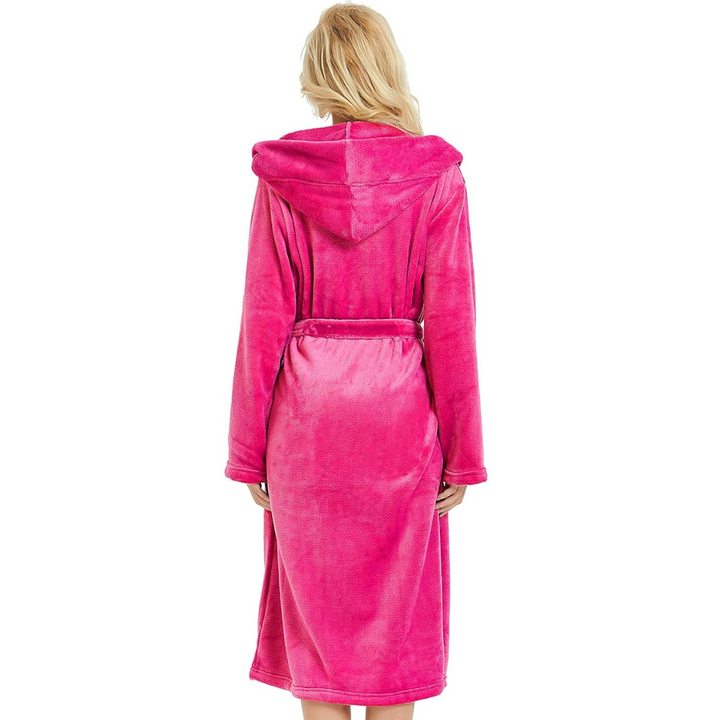 Cadeau-idee: dames fleece ochtendjas Vivianne met capuchon, puur comfort.