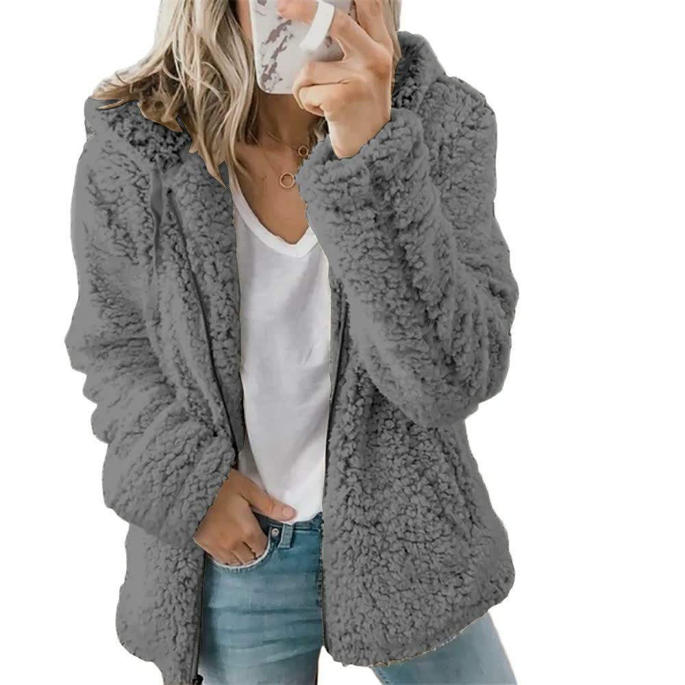 Comfortabele FluffyCoat™ dames tussenjas met capuchon, ideaal voor warmte en een modieuze look.