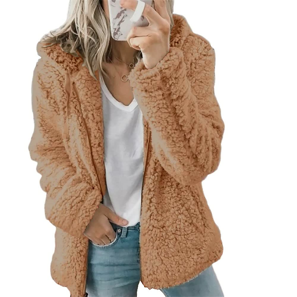 Stijlvolle FluffyCoat™ damesjas met capuchon, modieus en casual, perfect voor elke gelegenheid.