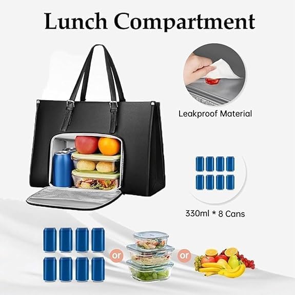 Praktische geïsoleerde lunchtas voor dames; houdt je maaltijden vers. Perfecte kantoor tas met goede organisatie.