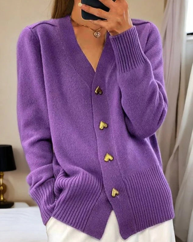 Comfortabele gebreide dames cardigan met knoopsluiting, perfect als modieuze bovenkleding.