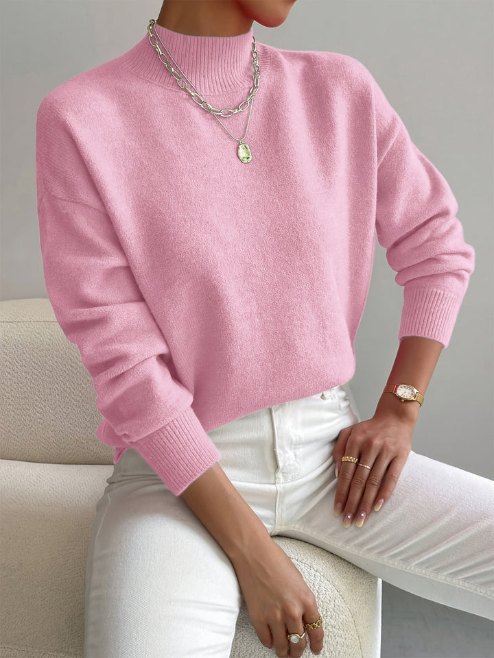 Stijlvolle gebreide trui voor dames, warm en casual met hoge kraag.