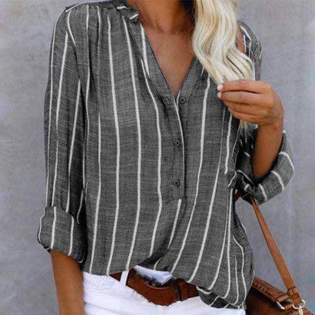 Stijlvolle dames gestreepte blouse met lange mouwen, comfortabel en veelzijdig voor casual én chic.