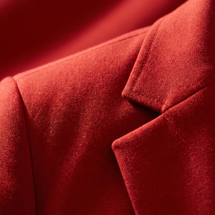 Rode getailleerde dames blazer met enkele knoop. Veelzijdige en elegante mode voor vrouwen.