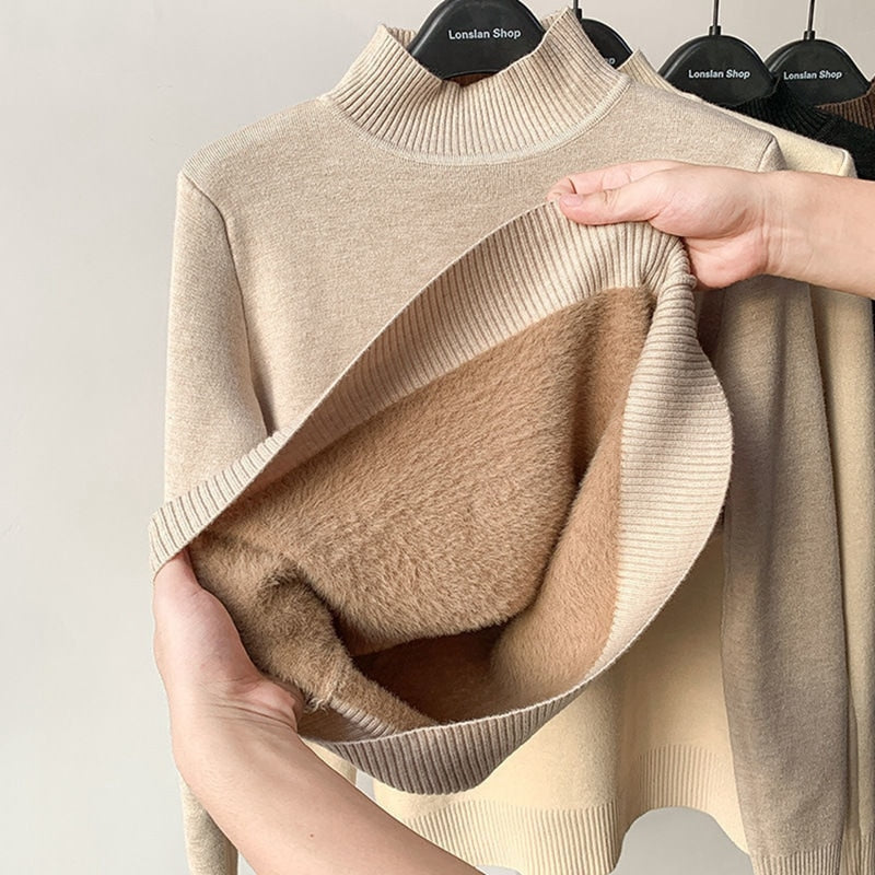 Dames gevoerde sweater, ideaal voor comfort en warmte in de winter. Perfecte warme trui.