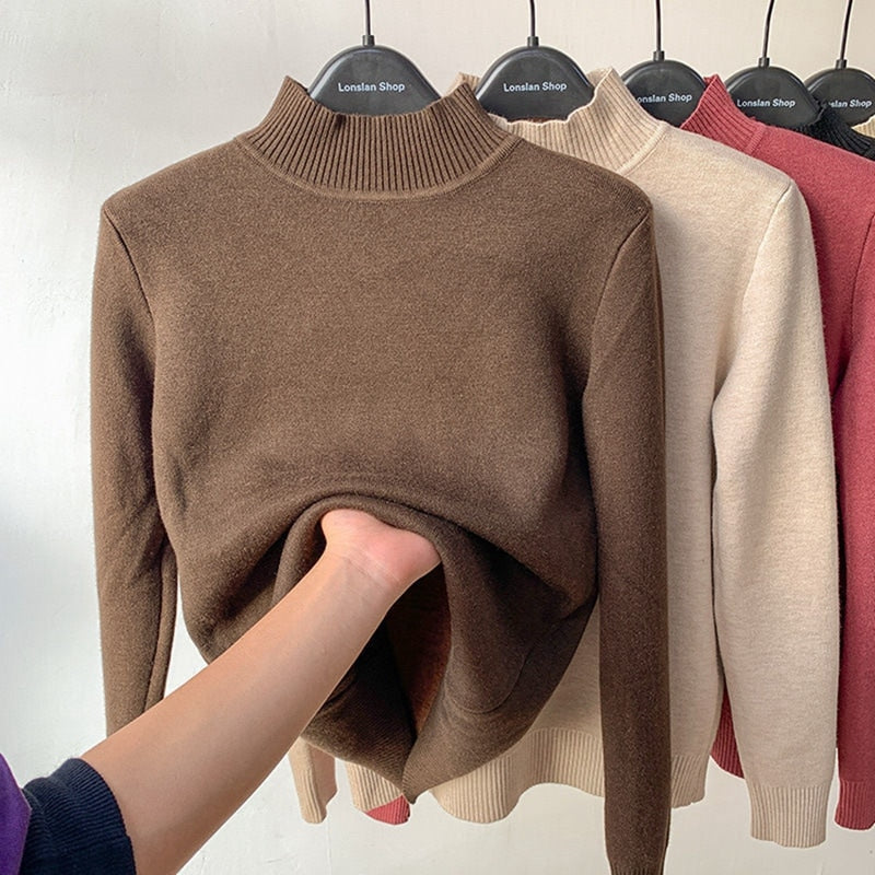Warme dames trui, gevoerd, perfecte herfst- en winterkleding voor stijl en comfort.