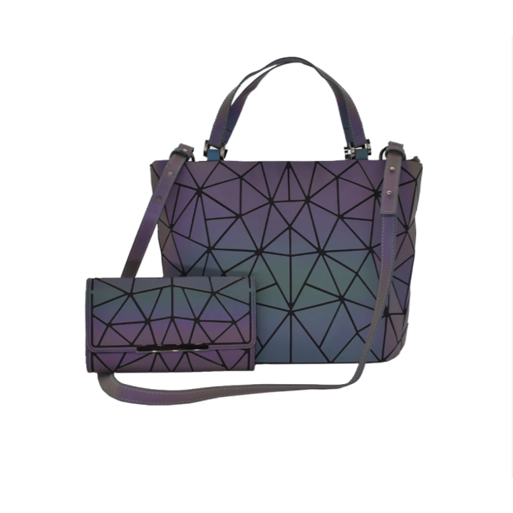 Trendy dames rugzak met opvallend geometrisch design. Unieke Gina glow in the dark tas, perfect mode accessoire.