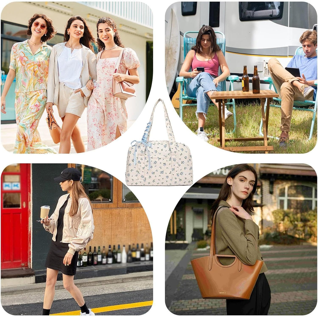 Duurzame canvas weekendtas Floria voor dames, met modieus lintdetail en sterke rits.
