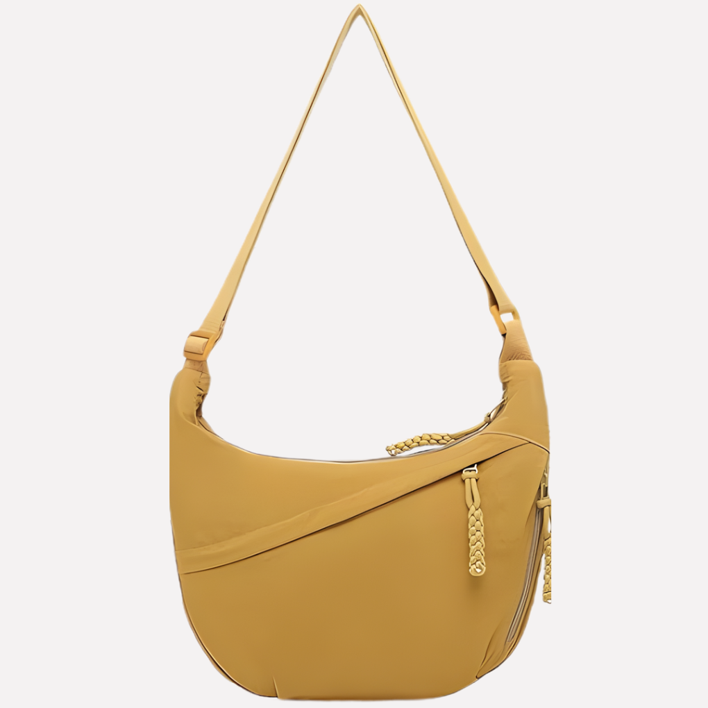 Organiseerbare dames tas, modieuze halvemaanvormige crossbody van nylon voor vrouwen.