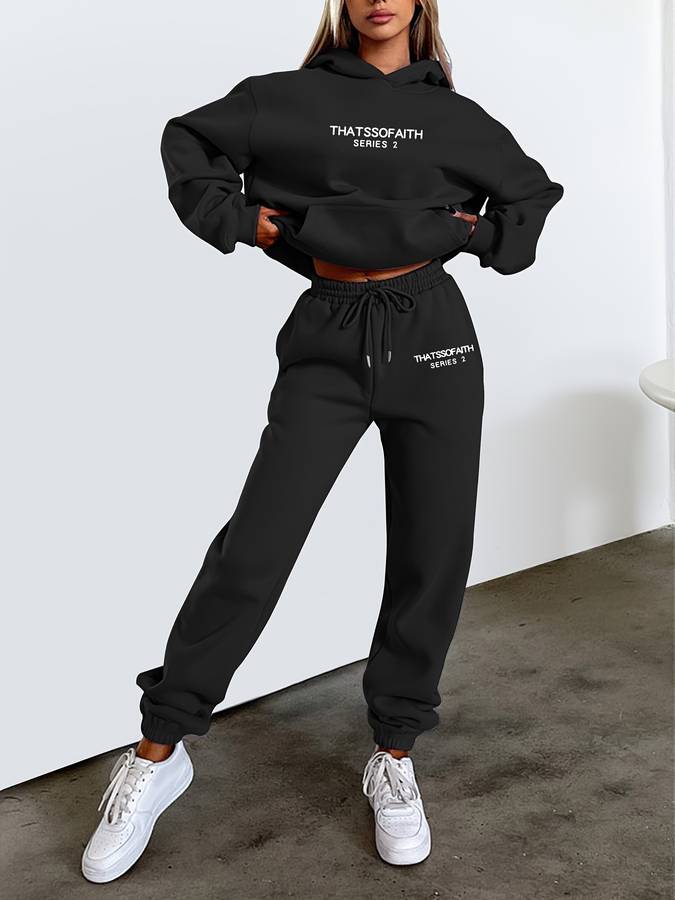 Dames Harper sweatpak set; comfortabele casual loungewear van polyester, ideaal voor warmte en ontspanning.