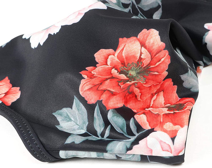 Opvallende bloemenprint high waisted bikini dames, vrolijke en comfortabele zomerse zwemkleding.