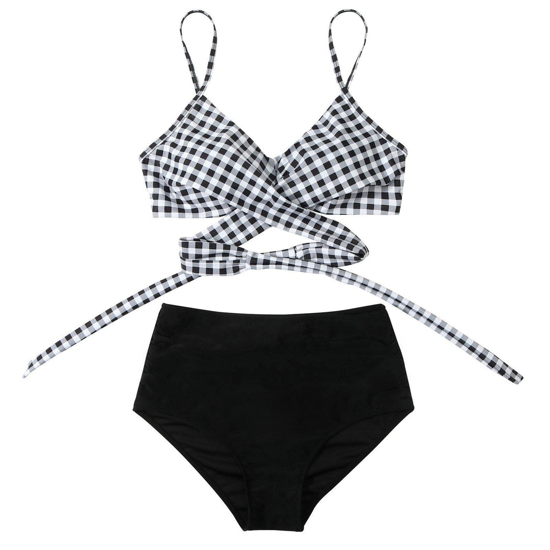 Highwaist broekje van de dames bikini, kleurrijke bloemenprint, comfortabele en trendy zwemkleding.