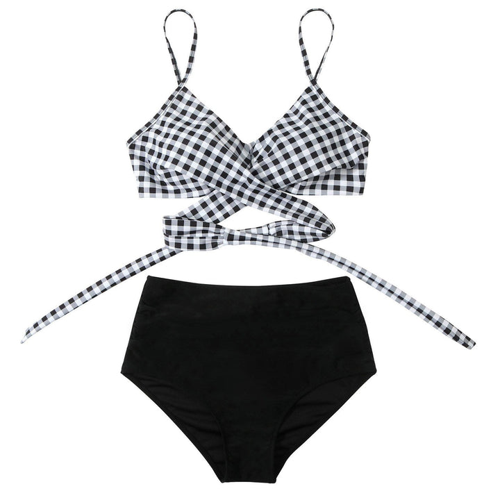 Highwaist broekje van de dames bikini, kleurrijke bloemenprint, comfortabele en trendy zwemkleding.