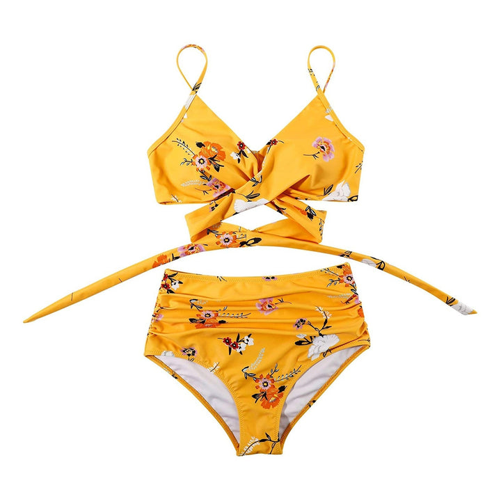 Comfortabele highwaist dames bikini, levendige bloemenprint, perfect voor strand en zwembad.