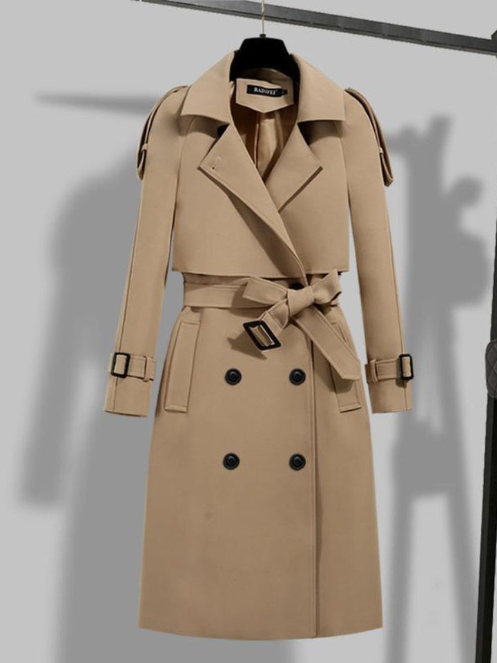 Dames KieraJacket trenchcoat, stijlvol en tijdloos, perfect als tussenjas of herfstjas. Lange, elegante snit.