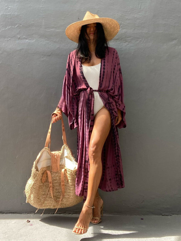Dames kimono met strikriem, geweven stof, trendy zomerkleding voor een modieuze look.