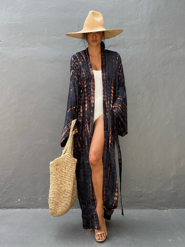 Trendy dames kimono met strikriem, veelzijdig en modieus voor zomerse dagen, een damestop.