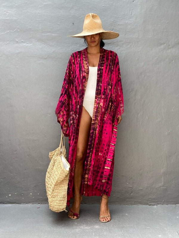 Elegante geweven dames kimono met strikriem, trendy bovenkleding voor een veelzijdige look.