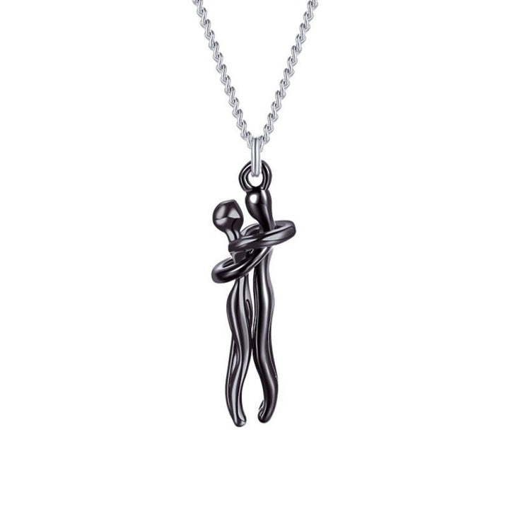 Unieke dames knuffelketting, zilverkleurig roestvrij staal, perfect als liefdescadeau.
