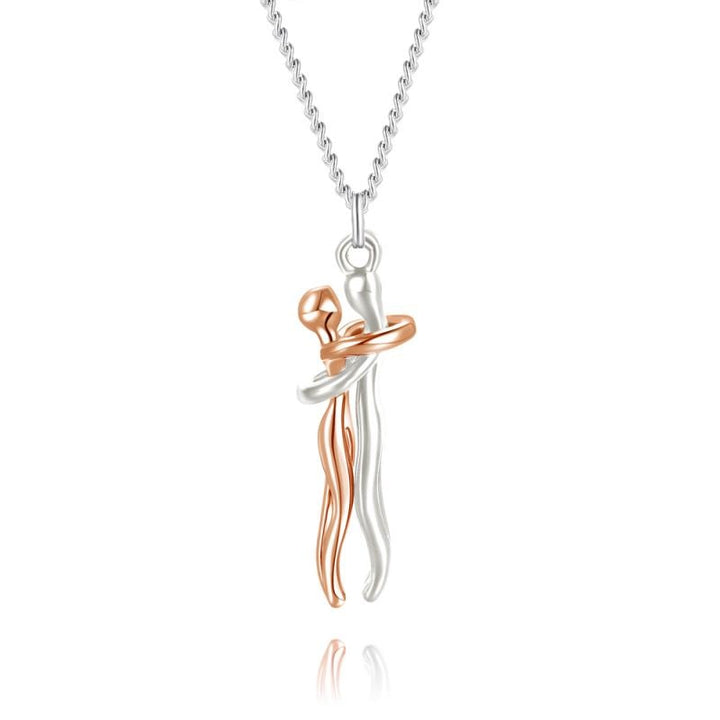 Zilverkleurige roestvrij stalen knuffelketting, een elegant liefdessymbool voor dames.