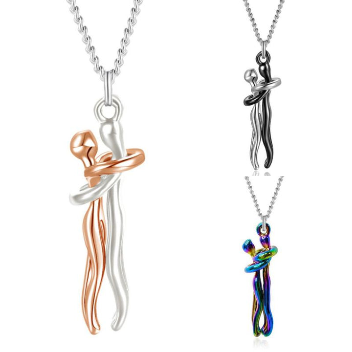 Halsketting cadeau idee: elegante knuffelketting voor dames, zilverkleurig roestvrij staal.