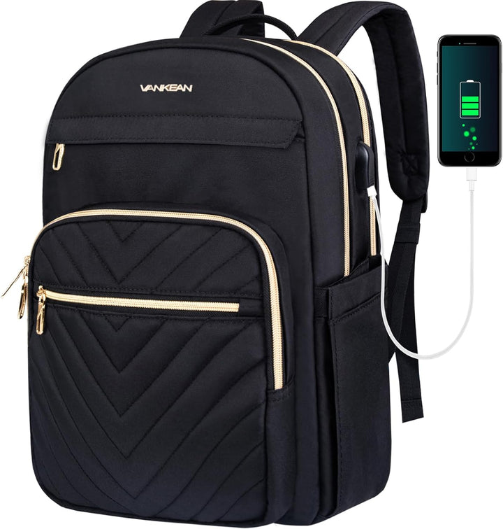 Dames lichtgewicht waterdichte laptop rugzak (15.6") met USB, ideaal voor werk, school of reizen.