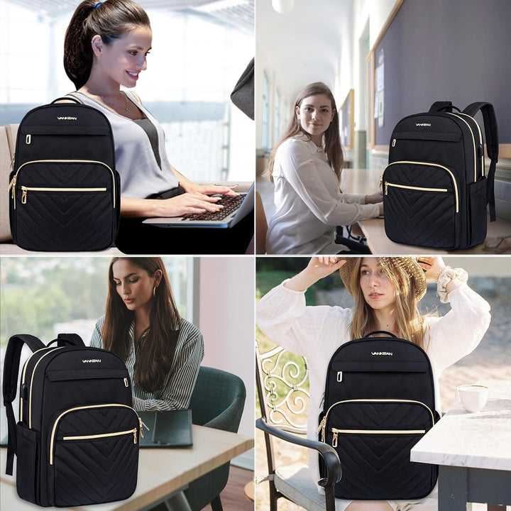 Overzicht van de lichtgewicht dames waterdichte laptop rugzakken (15.6") in verschillende kleuren met USB.