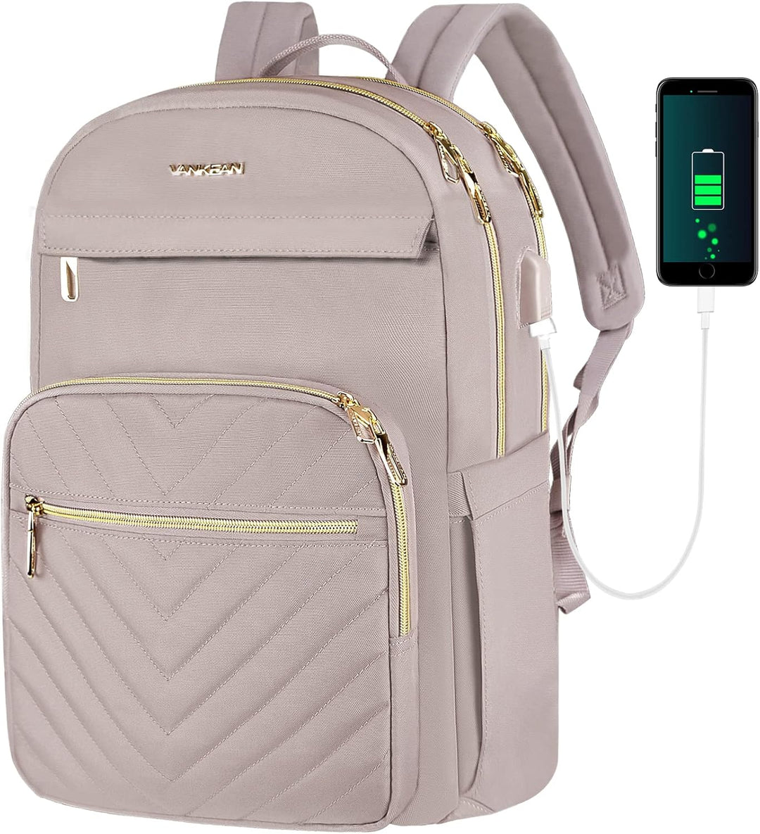 Dames pendel rugzak, lichtgewicht en waterdicht, met ruimte voor een 15.6 inch laptop en USB-functie.