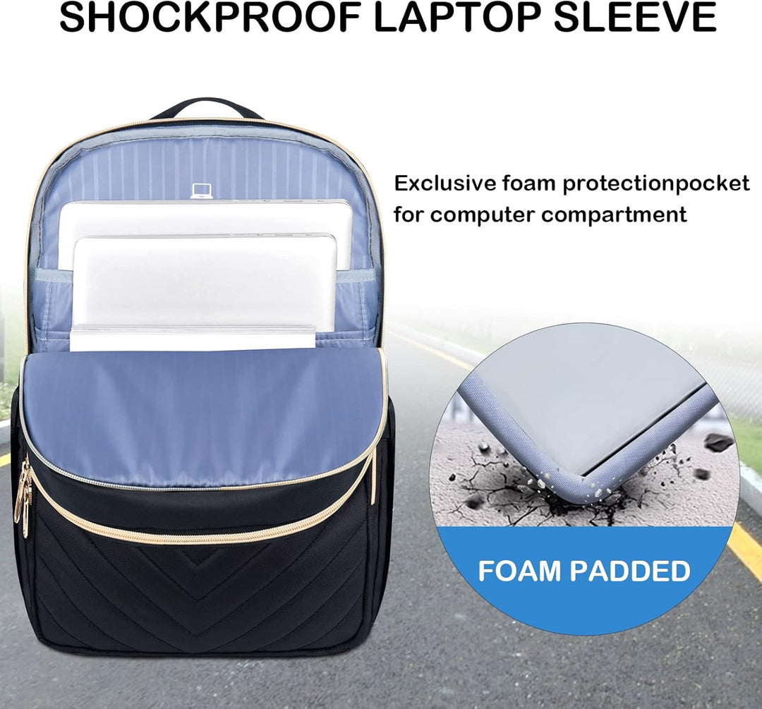 Stijlvolle waterdichte reistas voor dames met USB-poort, ideaal voor 15.6 inch laptop, werk of weekendjes weg.