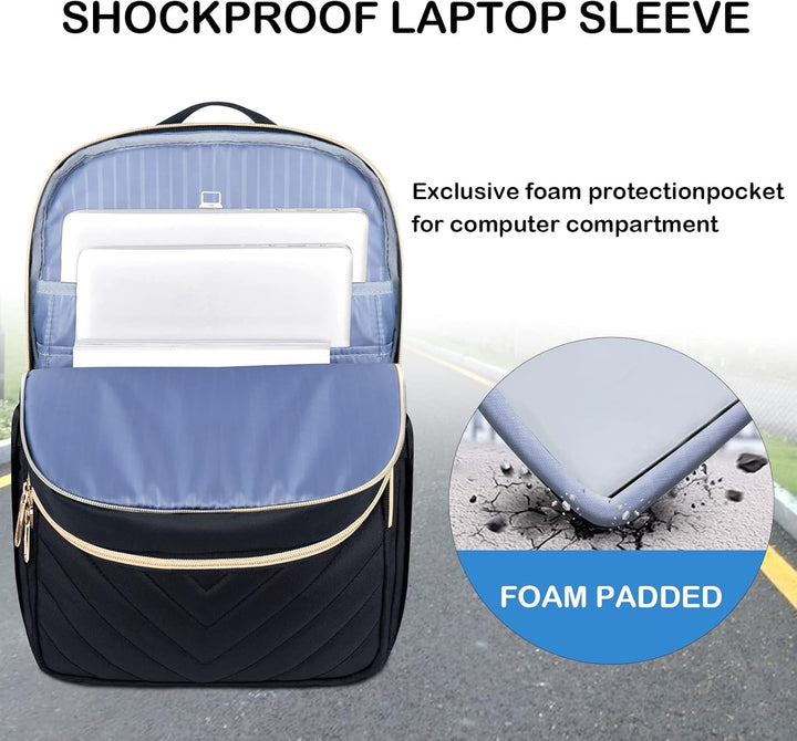 Stijlvolle waterdichte reistas voor dames met USB-poort, ideaal voor 15.6 inch laptop, werk of weekendjes weg.