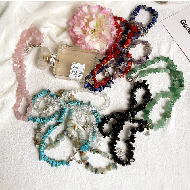Dames cadeau: gepolijste edelsteen halsketting Lina, spiritueel sieraad.