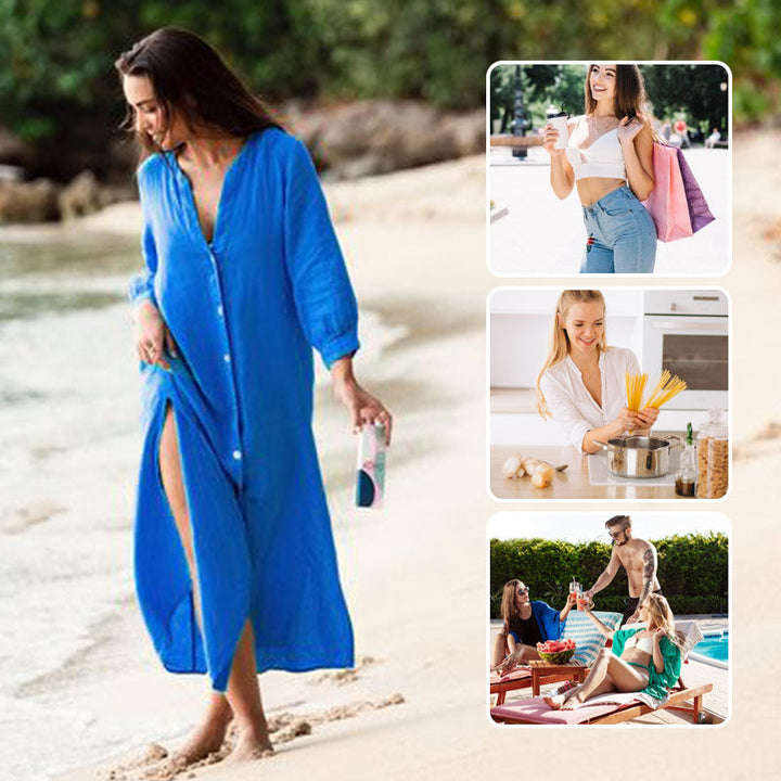 Dames zomerjurk met polokraag, luchtig en comfortabel. Ideaal voor veelzijdige styling.