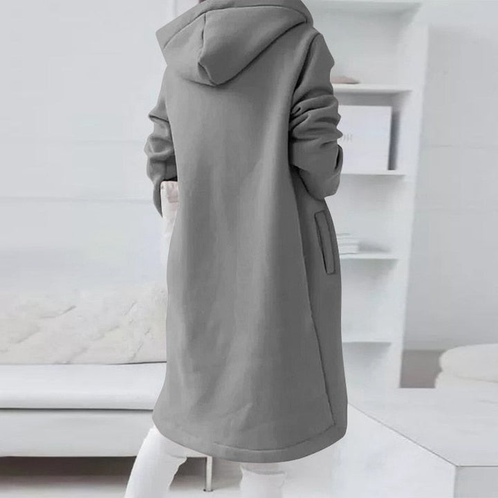 Elegante middellange jas met capuchon voor dames, stijlvol en warm, perfecte casual bovenkleding.