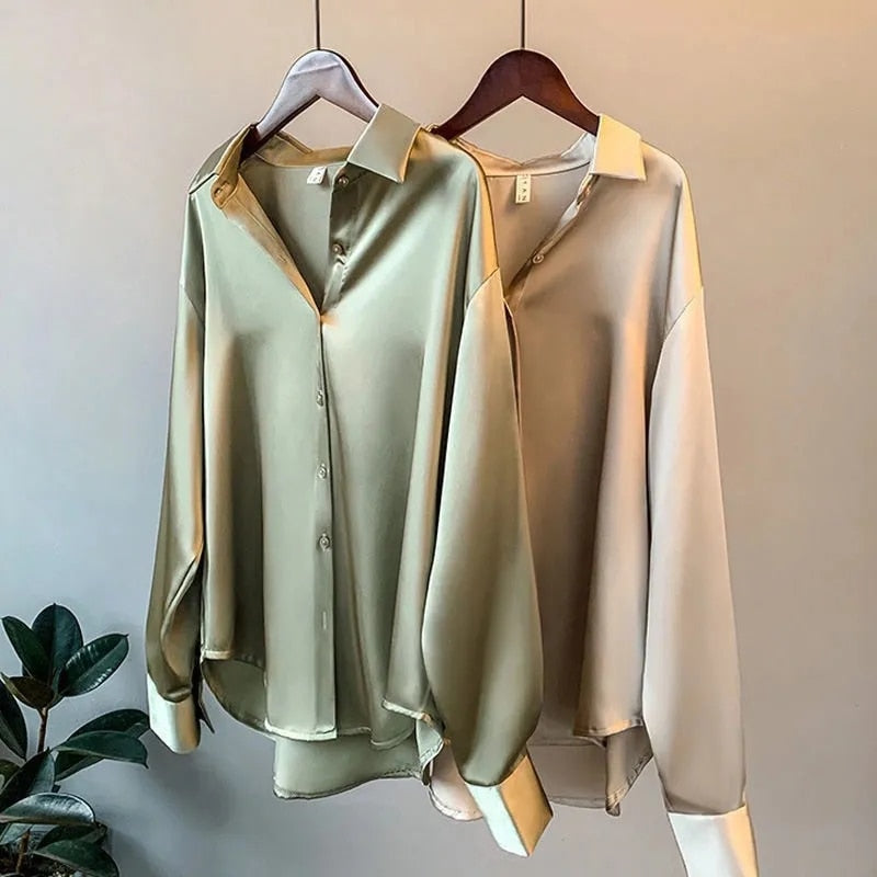 Dames Myra blouse met lange mouwen, elegante klassieke pasvorm, perfect voor zakelijke kleding of casual chic.