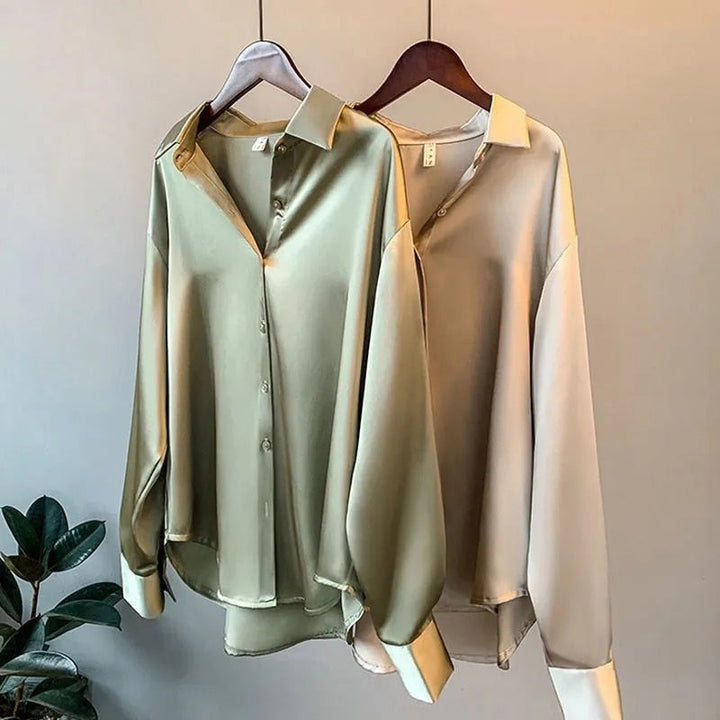 Dames Myra blouse met lange mouwen, elegante klassieke pasvorm, perfect voor zakelijke kleding of casual chic.