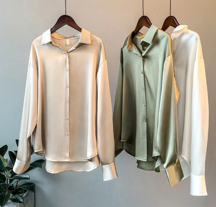 Veelzijdige damesblouse Myra, lange mouwen, comfortabele losse pasvorm voor elke gelegenheid. Casual chic en zakelijk.