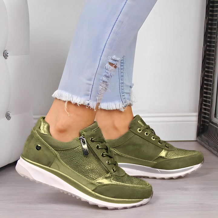 Comfortabele dames sneakers met ergonomische voetsteun, perfect voor lange wandelingen en casual stijl.