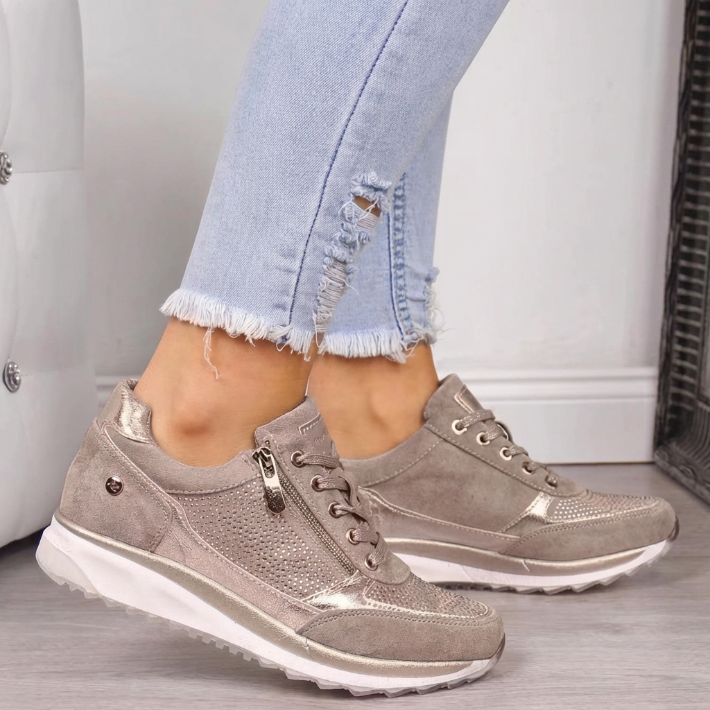 Dames orthopedische wandelsneakers, combineren stijl met comfortabele voetsteun voor dagelijkse activiteiten.
