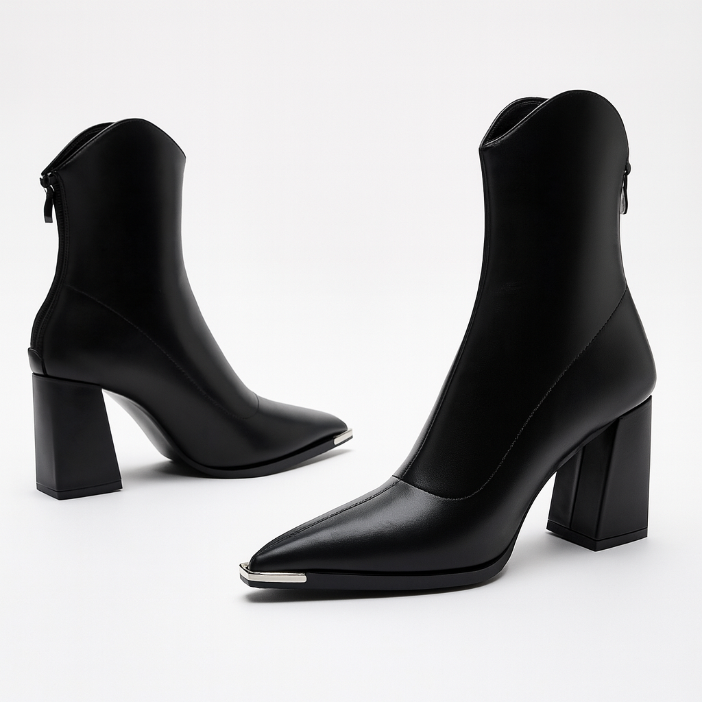 Bruine stijlvolle orthopedische dames enkellaarzen, western stijl, met warme fleece voering.