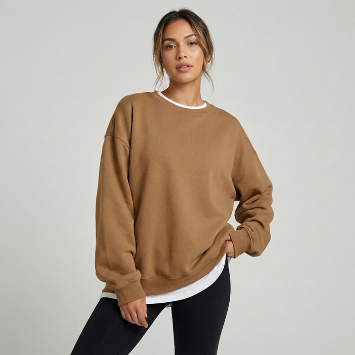 Dames oversized trui met ronde hals, comfortabel en stijlvol voor dagelijkse casual mode.