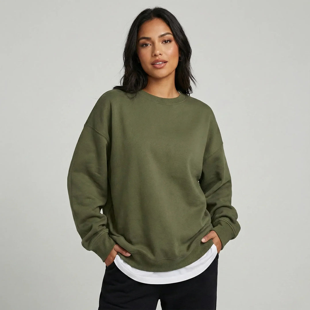 Comfortabele dames oversized trui met ronde hals en lange mouwen, perfecte winterkleding.