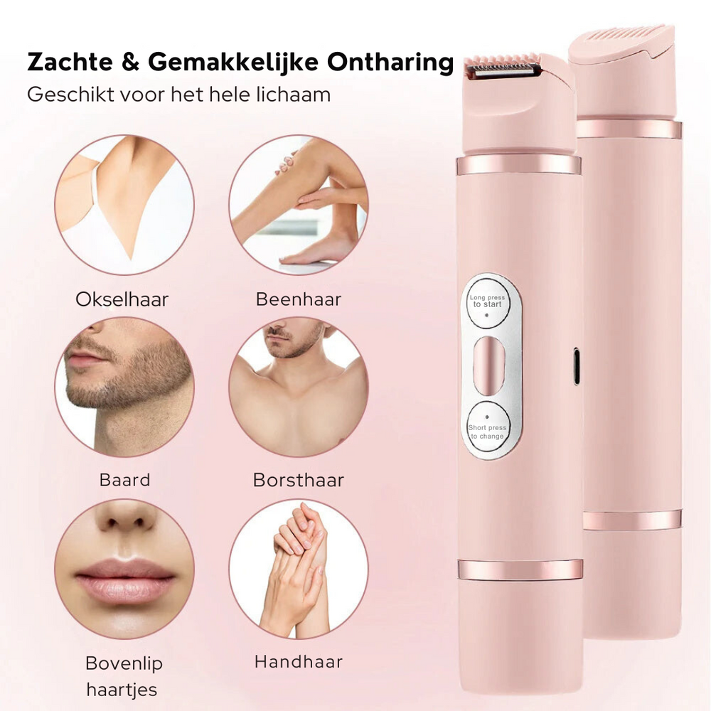 Close-up van de dames gezichtsscheerapparaat; pijnloos ontharen voor een zachte, gladde huid.