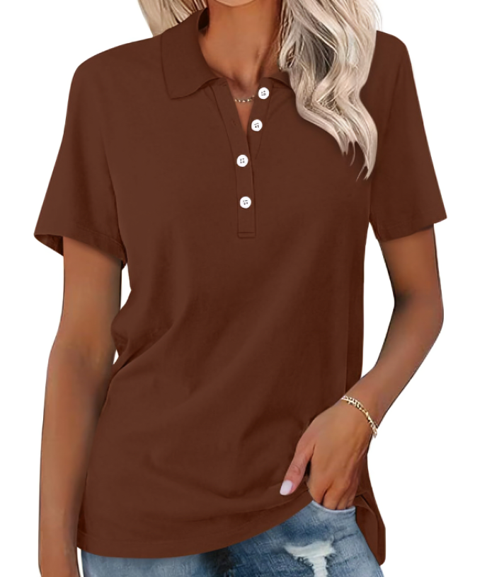 Dames poloshirt Nova met klassieke kraag en knoopjes, duurzaam en tijdloos elegant. Comfortabele mode.