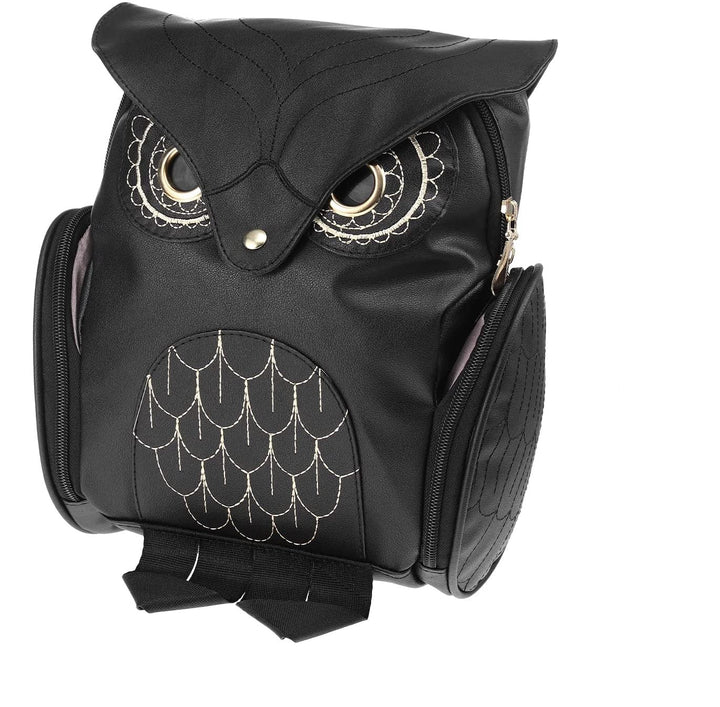 Ruime en georganiseerde dames rugzak van PU leer met uilprint, ideaal voor accessoires.
