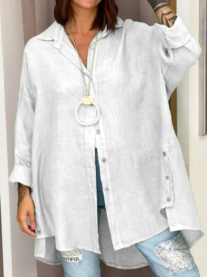 Dames relaxed fit button-down blouse met lange mouwen, casual en chic, ideaal voor elke gelegenheid.