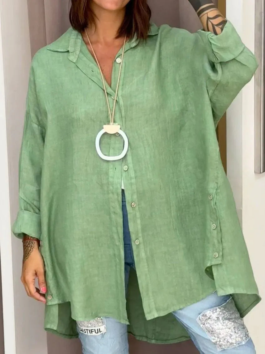 Modieuze dames oversized button-down shirt met lange mouwen, veelzijdig en comfortabel, perfect voor gelaagde looks.