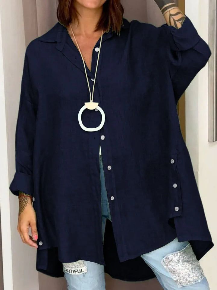 Comfortabele dames blouse met lange mouwen en relaxed fit, stijlvol en modieus, voor een casual-chic uitstraling.